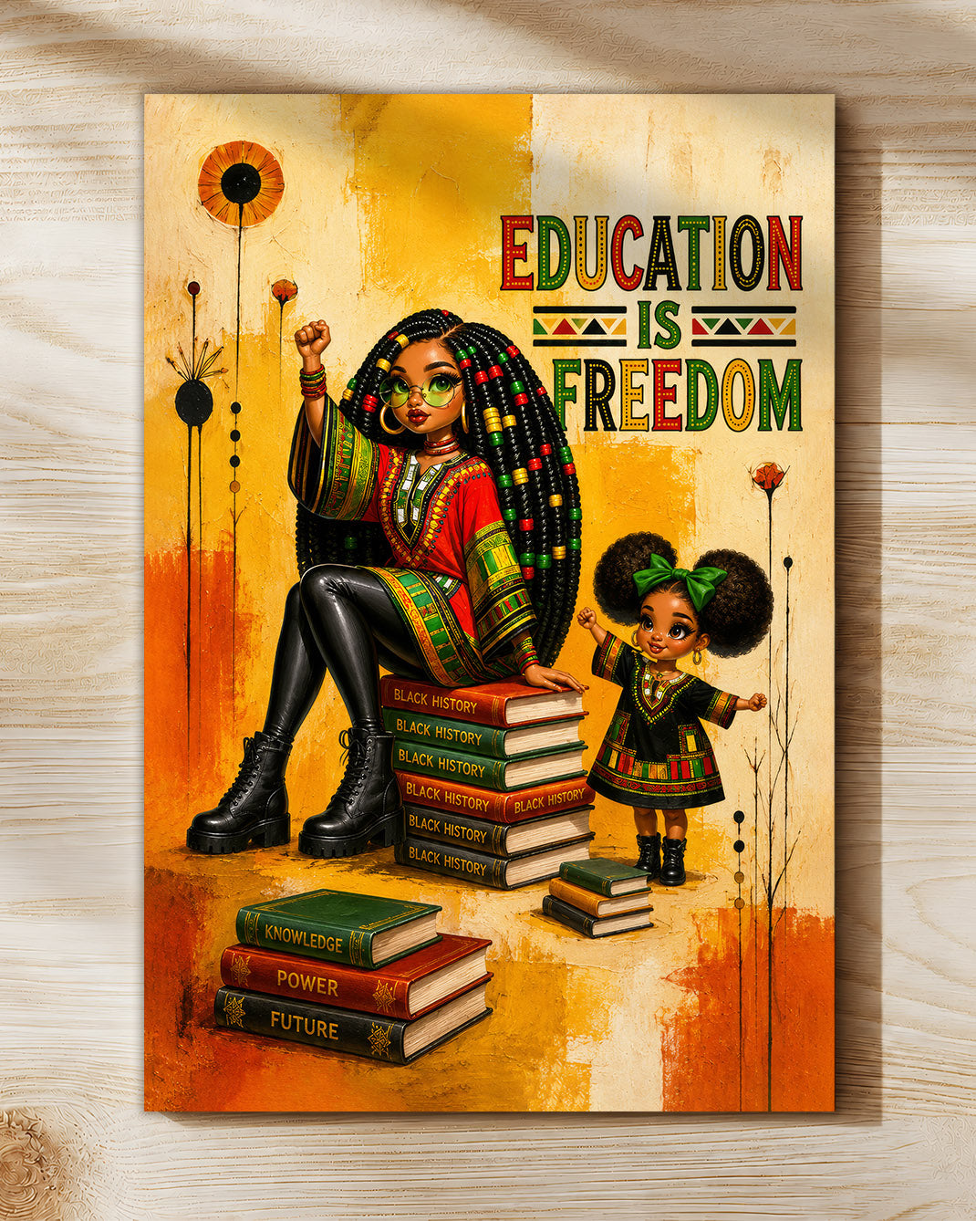 Education Is Freedom Black Woman Wall Art – Black History & Empowerment Decor