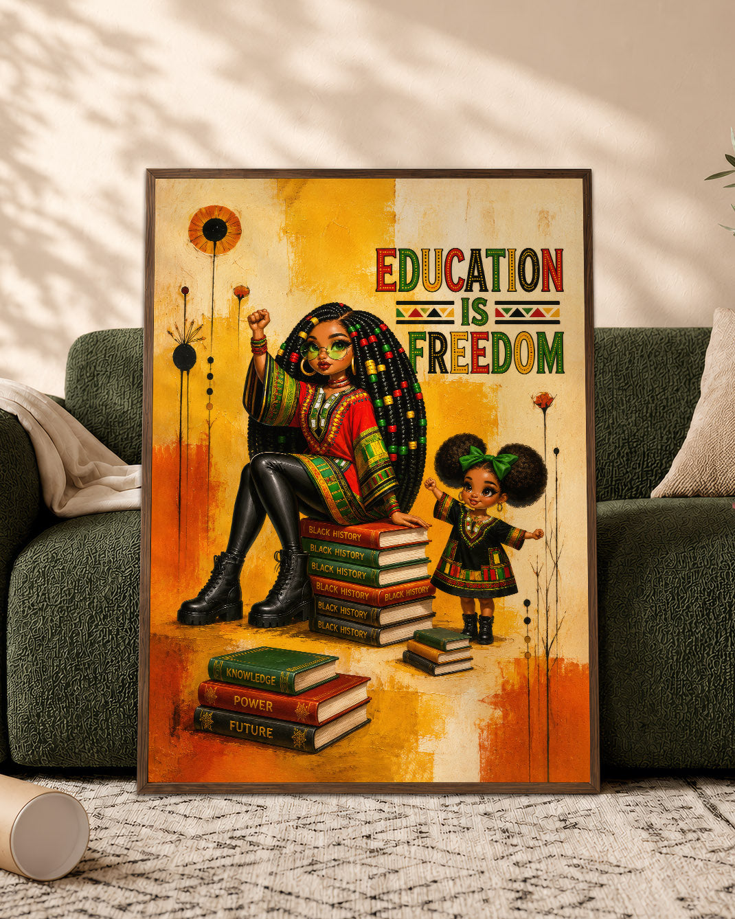 Education Is Freedom Black Woman Wall Art – Black History & Empowerment Decor