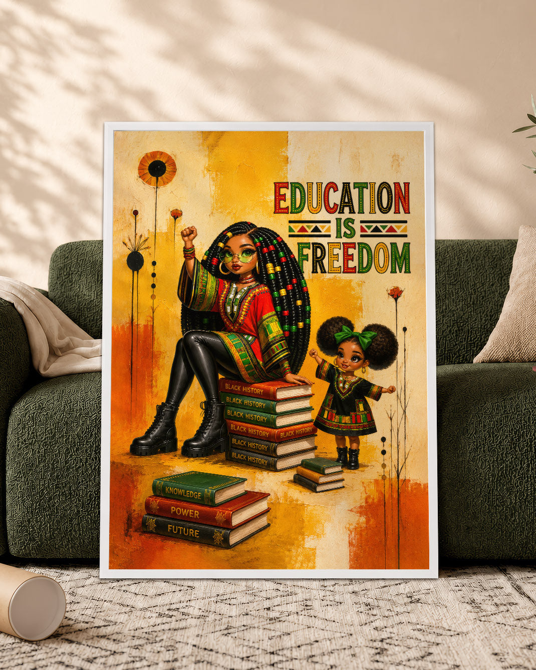 Education Is Freedom Black Woman Wall Art – Black History & Empowerment Decor