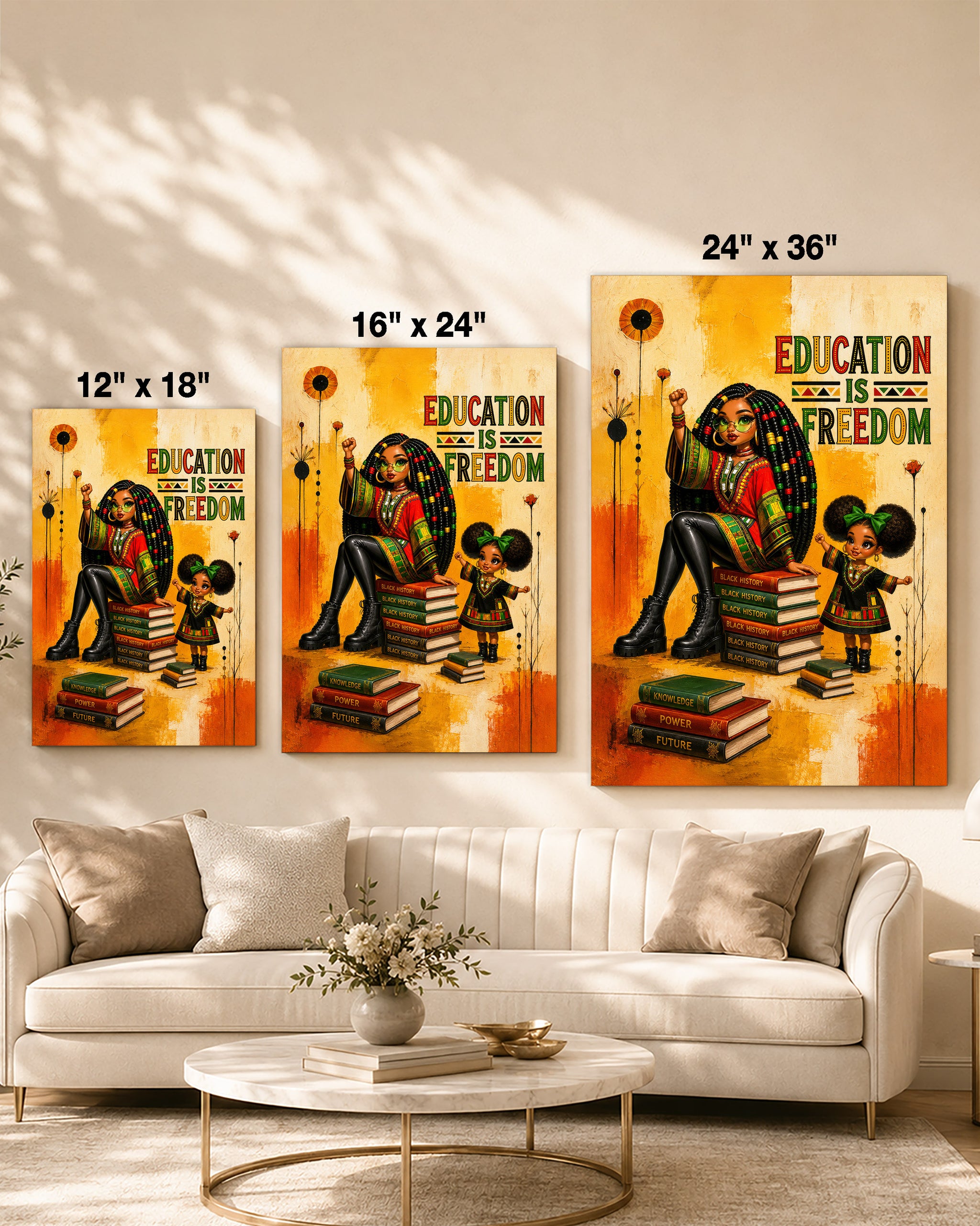 Education Is Freedom Black Woman Wall Art – Black History & Empowerment Decor