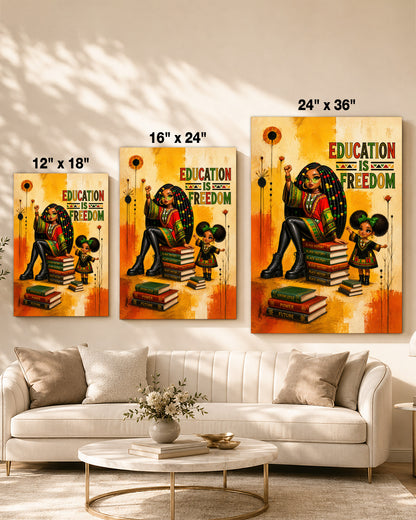 Education Is Freedom Black Woman Wall Art – Black History & Empowerment Decor