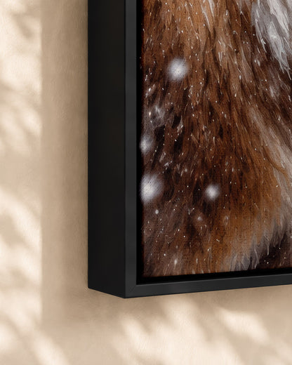 Black Santa Nuzzling Reindeer Canvas Print - African American Decor