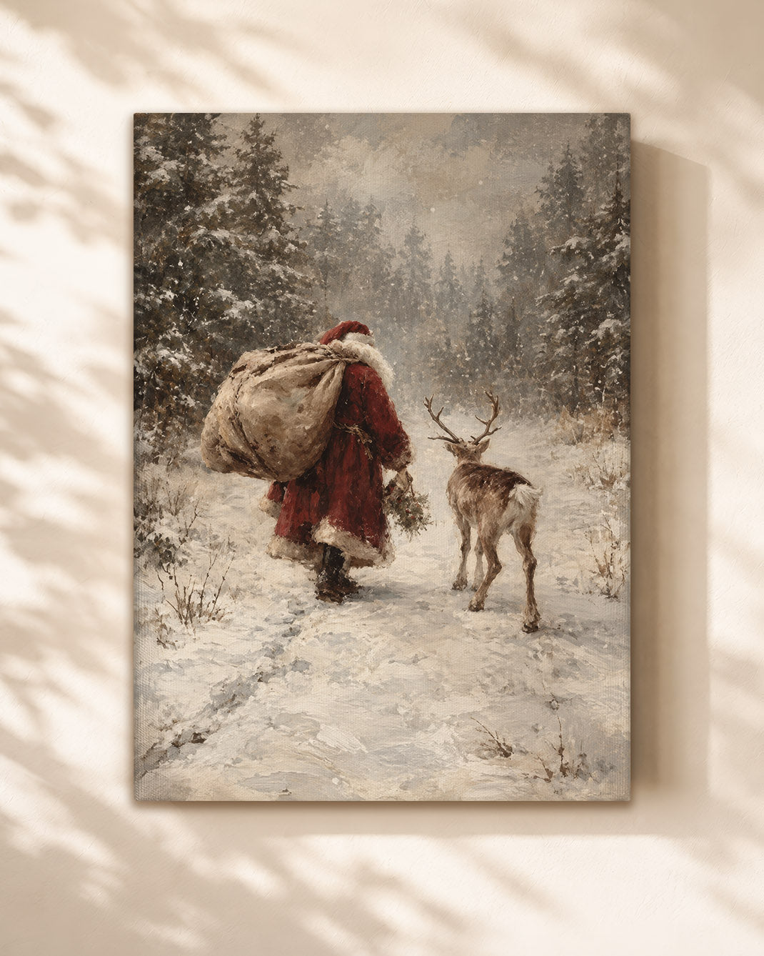 Vintage Black Santa Canvas Wall Art - African American Christmas Decor