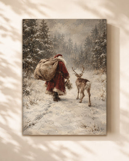 Vintage Black Santa Canvas Wall Art - African American Christmas Decor