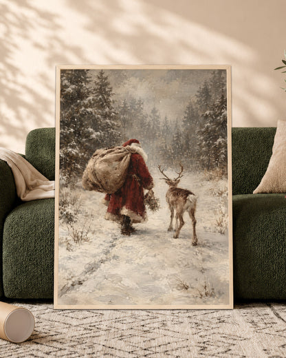 Vintage Black Santa Canvas Wall Art - African American Christmas Decor