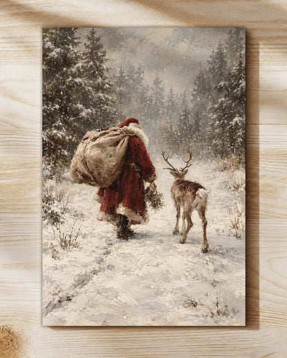 Vintage Black Santa Canvas Wall Art - African American Christmas Decor