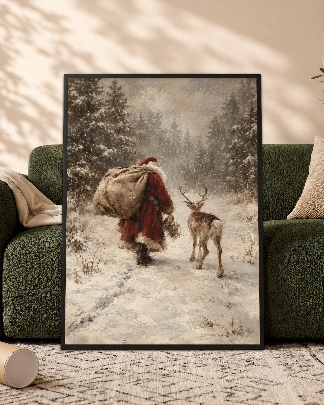 Vintage Black Santa Canvas Wall Art - African American Christmas Decor