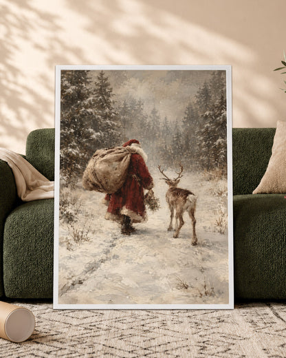 Vintage Black Santa Canvas Wall Art - African American Christmas Decor