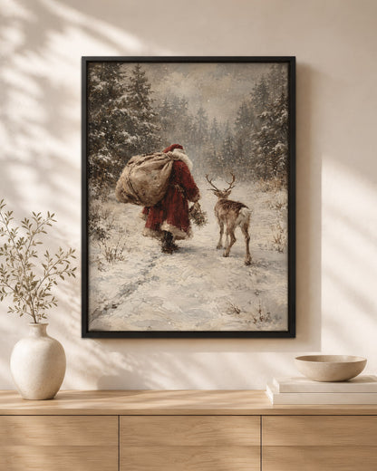 Vintage Black Santa Canvas Wall Art - African American Christmas Decor