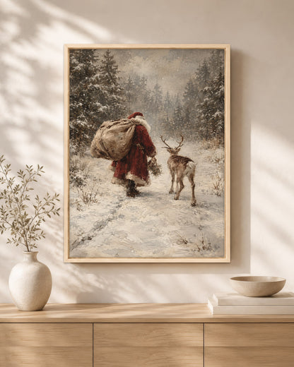 Vintage Black Santa Canvas Wall Art - African American Christmas Decor
