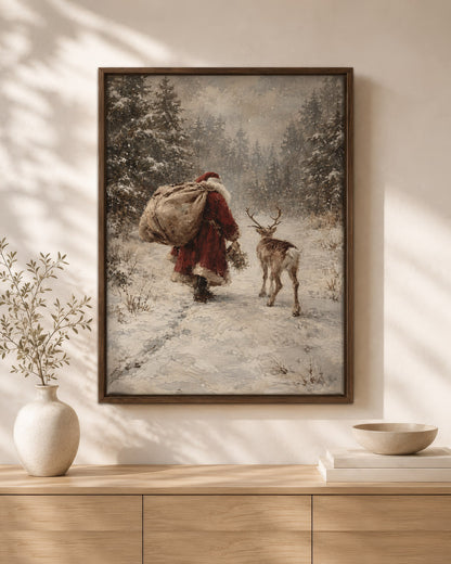 Vintage Black Santa Canvas Wall Art - African American Christmas Decor