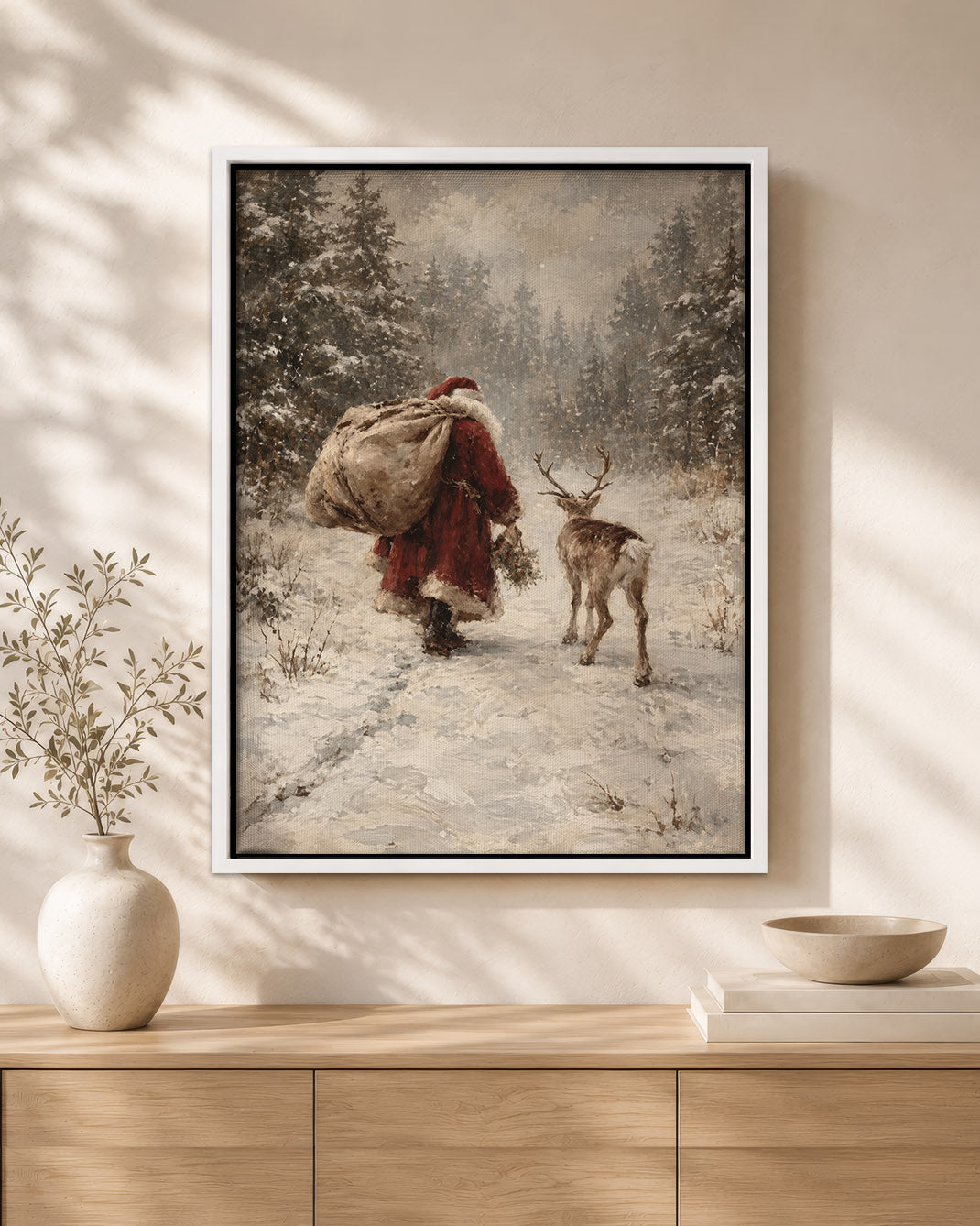 Vintage Black Santa Canvas Wall Art - African American Christmas Decor