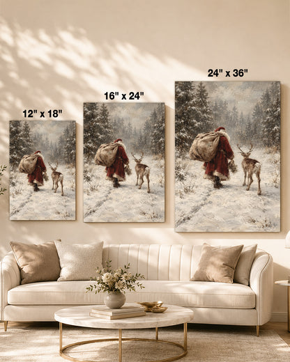 Vintage Black Santa Canvas Wall Art - African American Christmas Decor