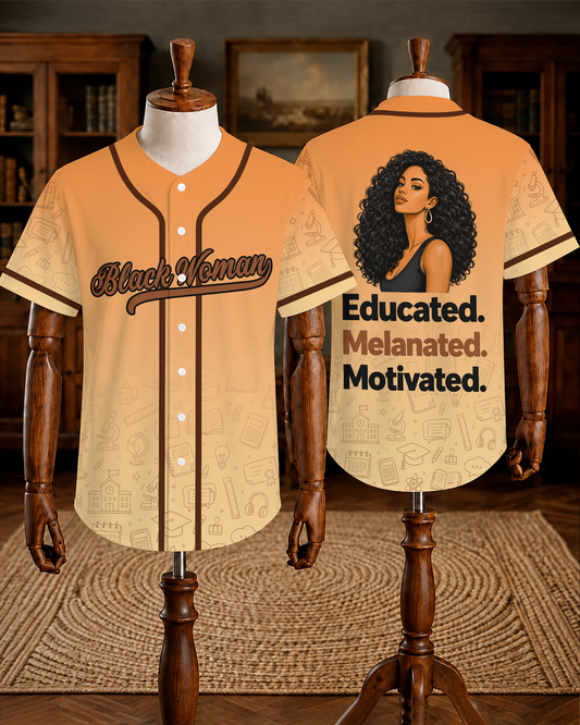 Melanated Motivated Black Woman Baseball Jersey