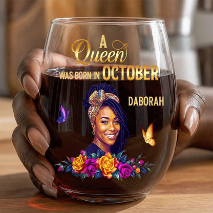 A Beautiful Queen - Personalized Stemless Wine Glass