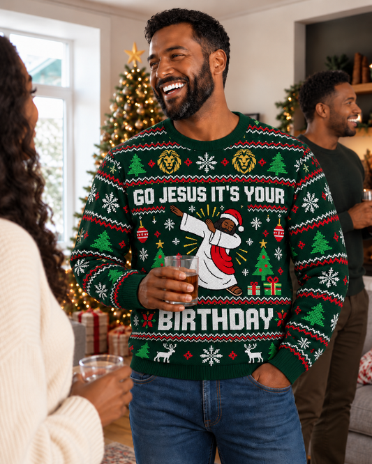 Go Jesus It's Your Birthday Black Jesus Christmas Sweatshirt