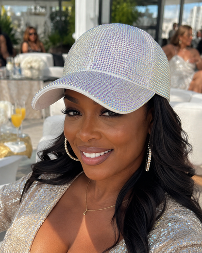 White Sparkle Rhinestone Cap – Empower Black Culture, Bold Style