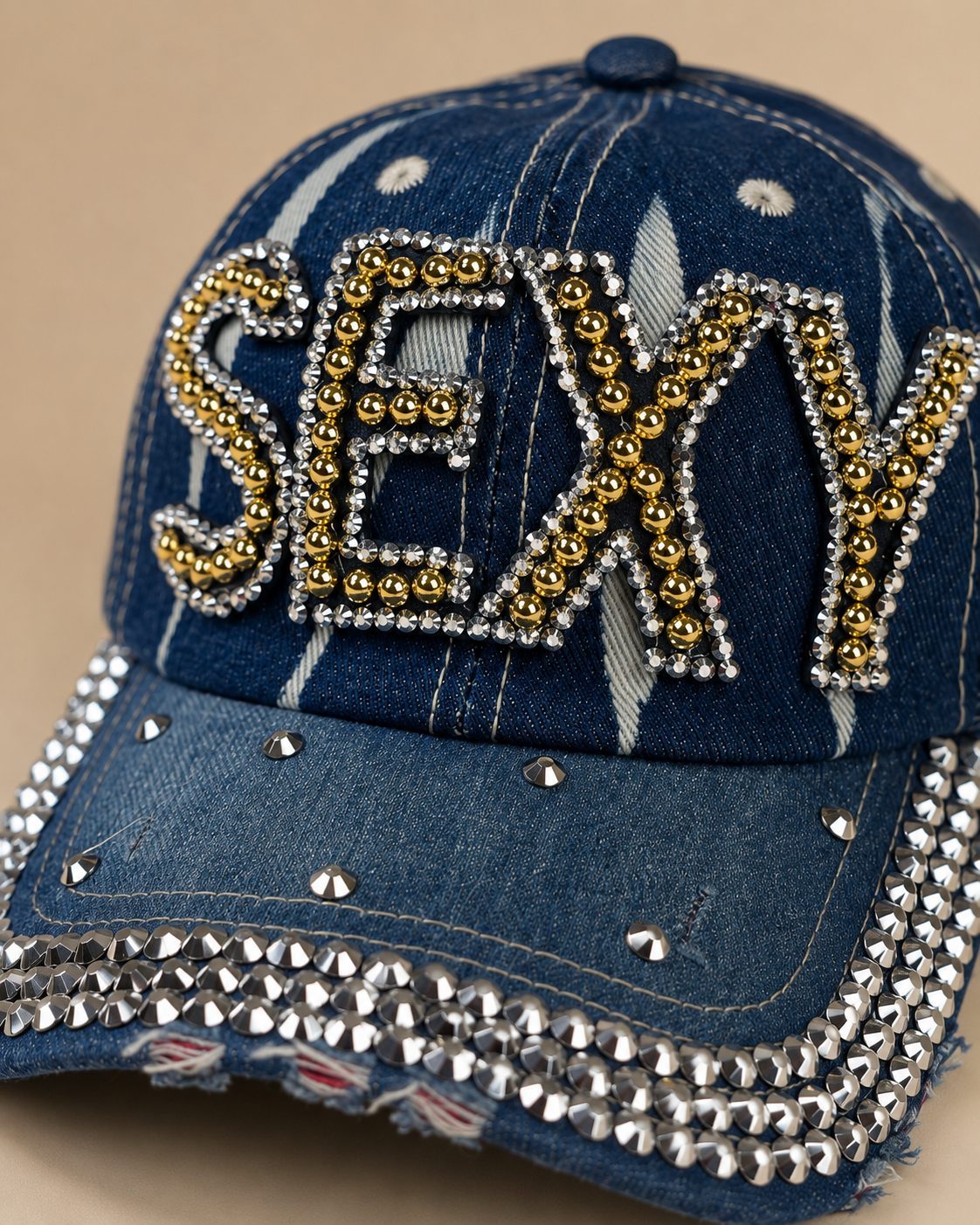 Sexy Print Rhinestone Cap - Empower Black Culture, Bold Style
