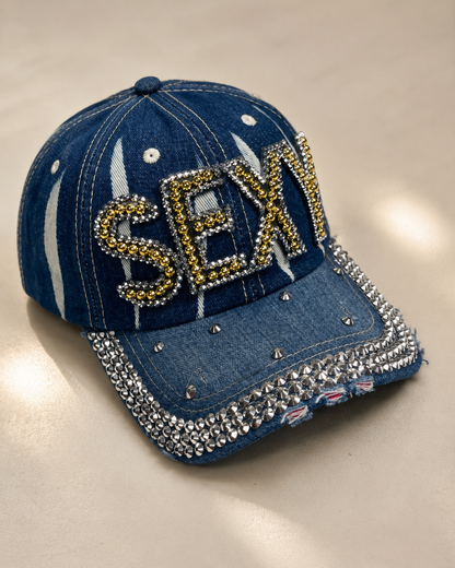 Sexy Print Rhinestone Cap - Empower Black Culture, Bold Style