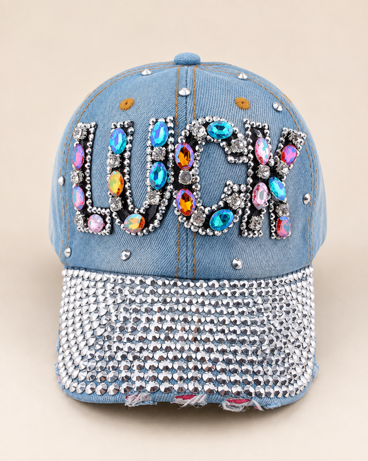 Blue Denim Rhinestone Cap – Empower Black Culture, Bold Style