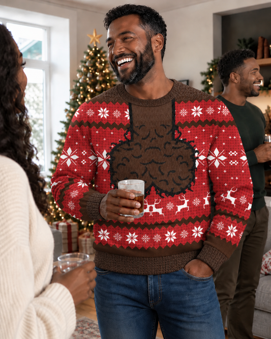 Adult Black Santa Nut Sack Ugly Xmas Sweater