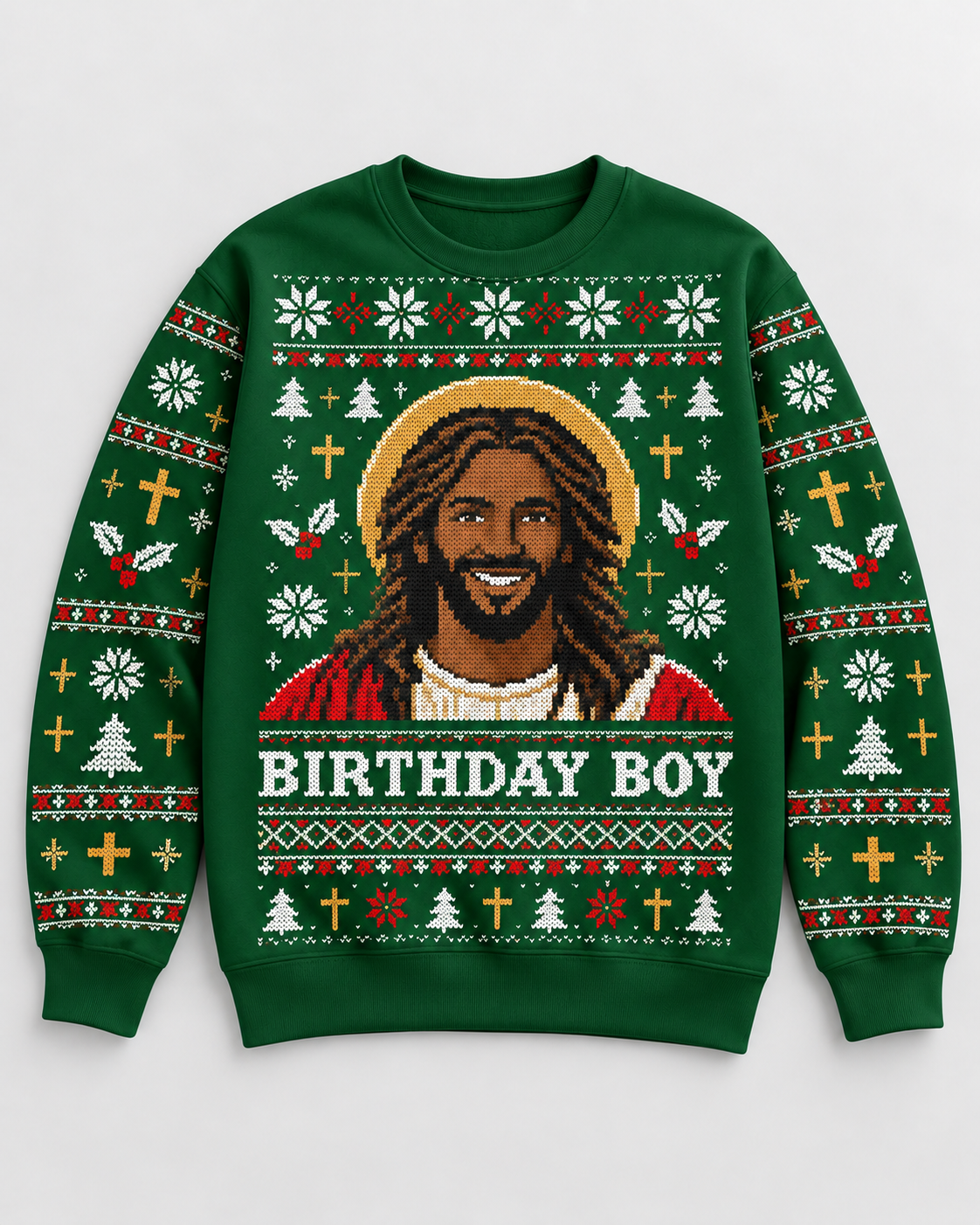 Black Jesus Birthday Boy Festive Christmas Faith Sweatshirt