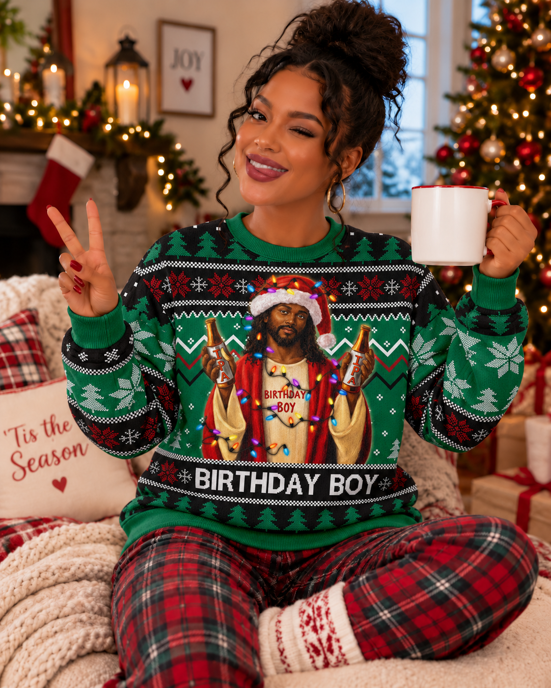 Black Jesus Birthday Boy Christmas Sweatshirt – Christian Faith