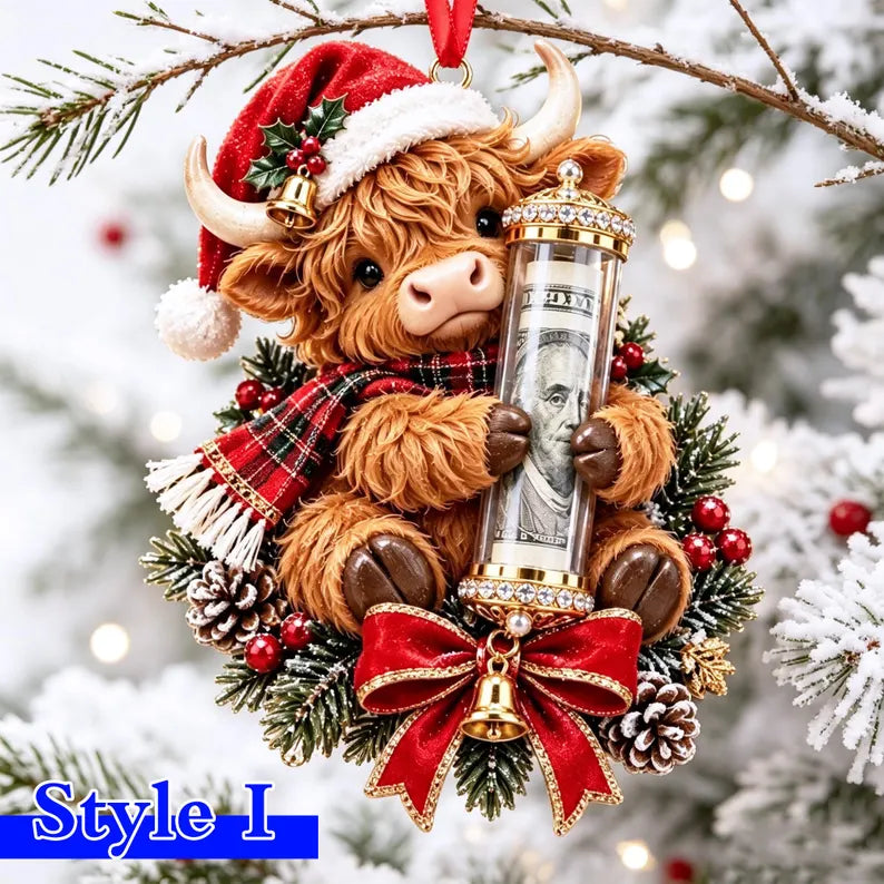 Personalized Christmas Animal Cash Holder Acrylic Ornament with Name