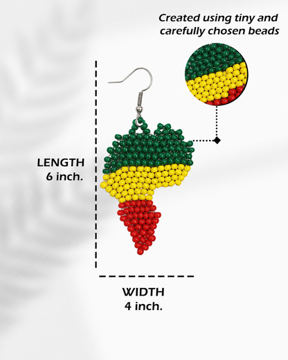 African Map Beaded Earrings – Handmade Black Heritage Statement Jewelry