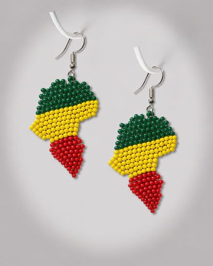 African Map Beaded Earrings – Handmade Black Heritage Statement Jewelry