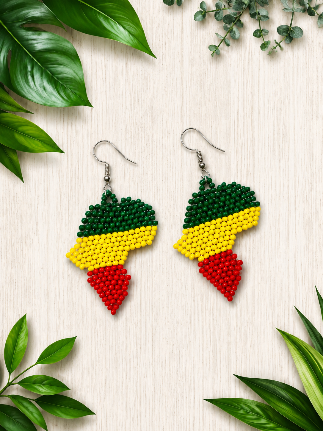 African Map Beaded Earrings – Handmade Black Heritage Statement Jewelry