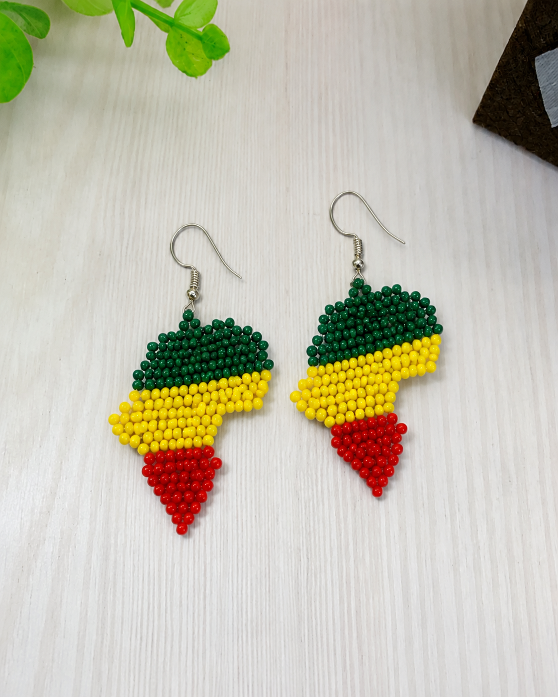 African Map Beaded Earrings – Handmade Black Heritage Statement Jewelry