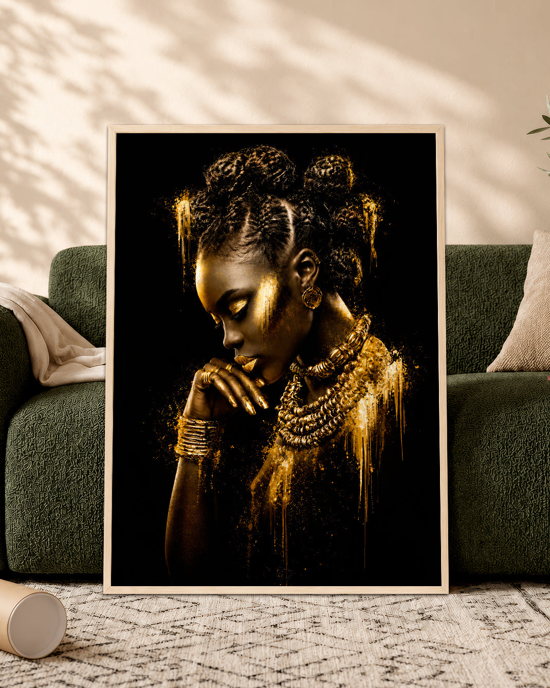 Black Queen Gold Canvas Wall Art - African American Woman Home Decor