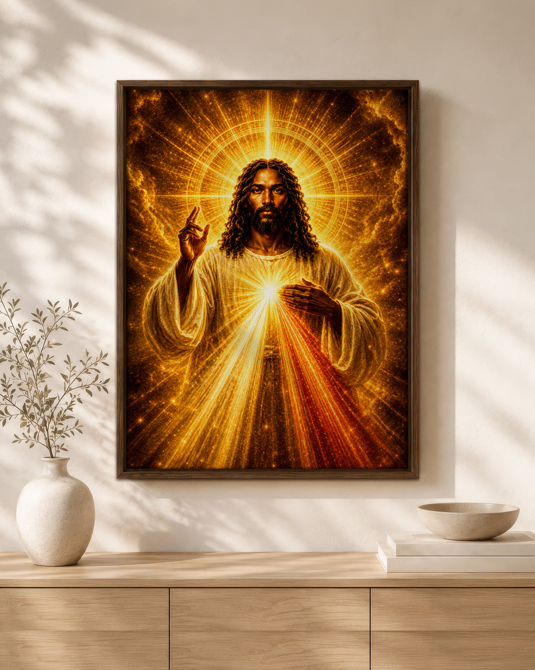 Black Jesus Divine Mercy Canvas Wall Art - African American Christian Home Decor