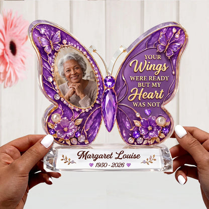 Your Wings Were Ready – Personalized Black Memorial Butterfly Acrylic Plaque