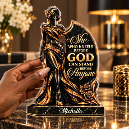 She Who Kneels Before God – Personalized Black Woman Acrylic Plaque