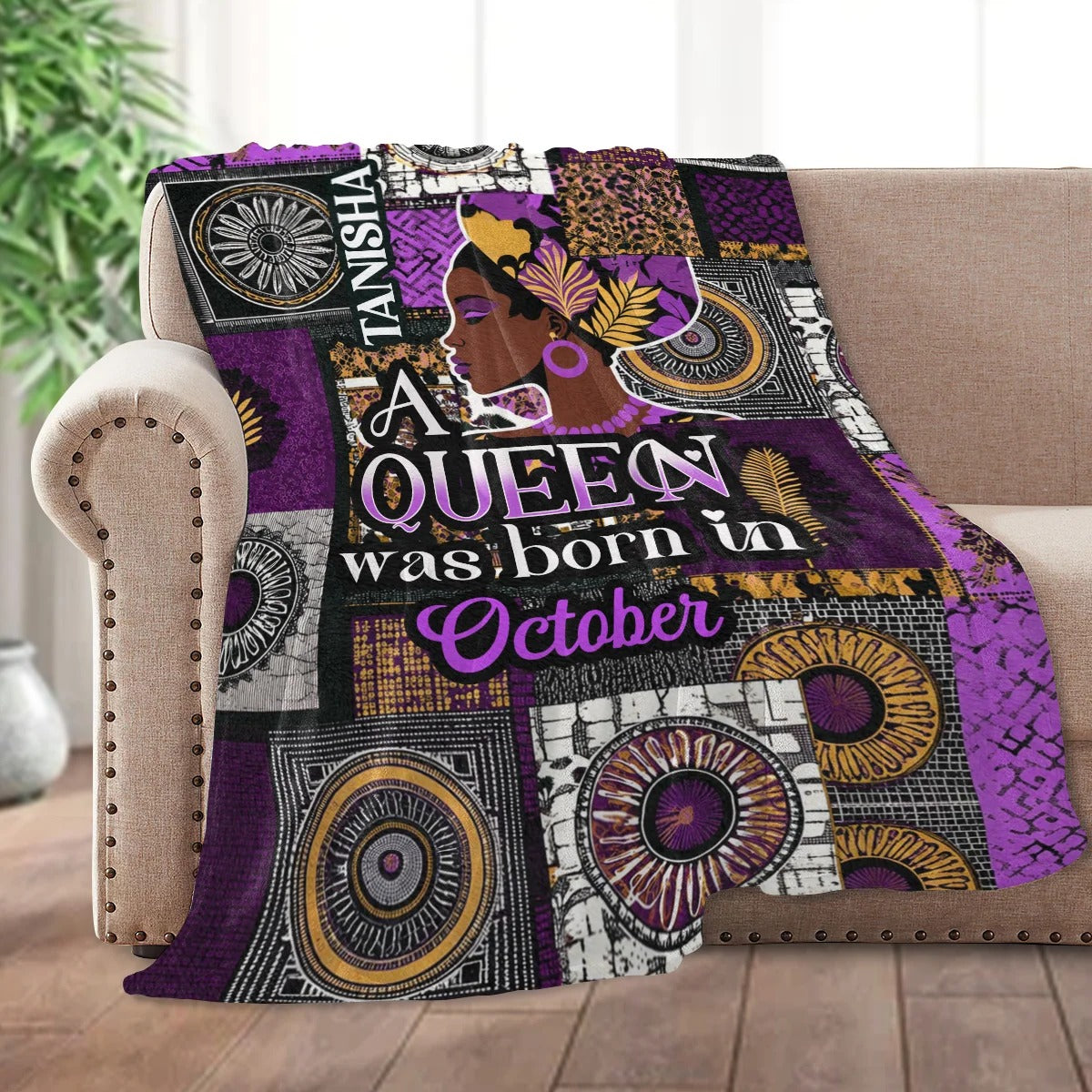 Custom Birth Month A Beautiful Queen - Personalized Fleece Blanket