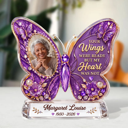 Your Wings Were Ready – Personalized Black Memorial Butterfly Acrylic Plaque