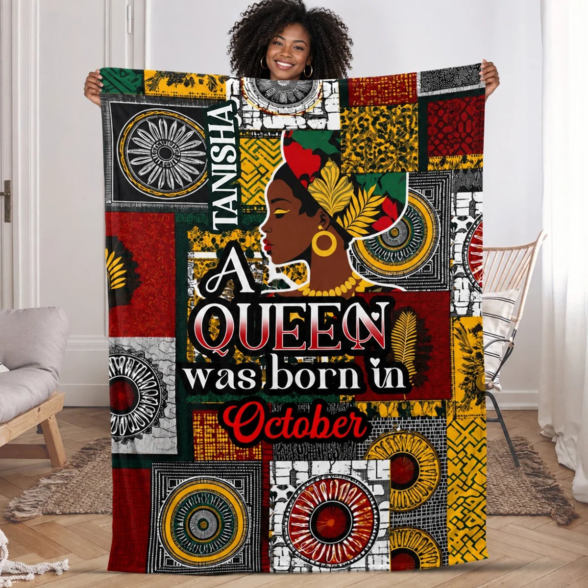 Custom Birth Month A Beautiful Queen - Personalized Fleece Blanket