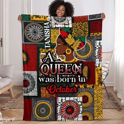 Custom Birth Month A Beautiful Queen - Personalized Fleece Blanket