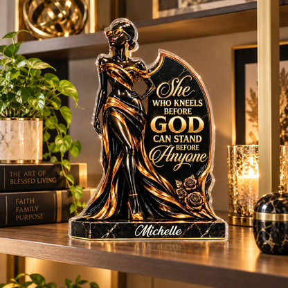 She Who Kneels Before God – Personalized Black Woman Acrylic Plaque
