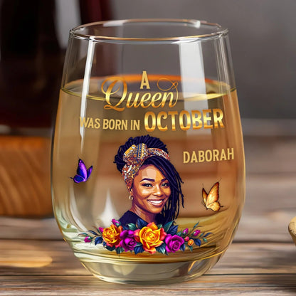 A Beautiful Queen - Personalized Stemless Wine Glass
