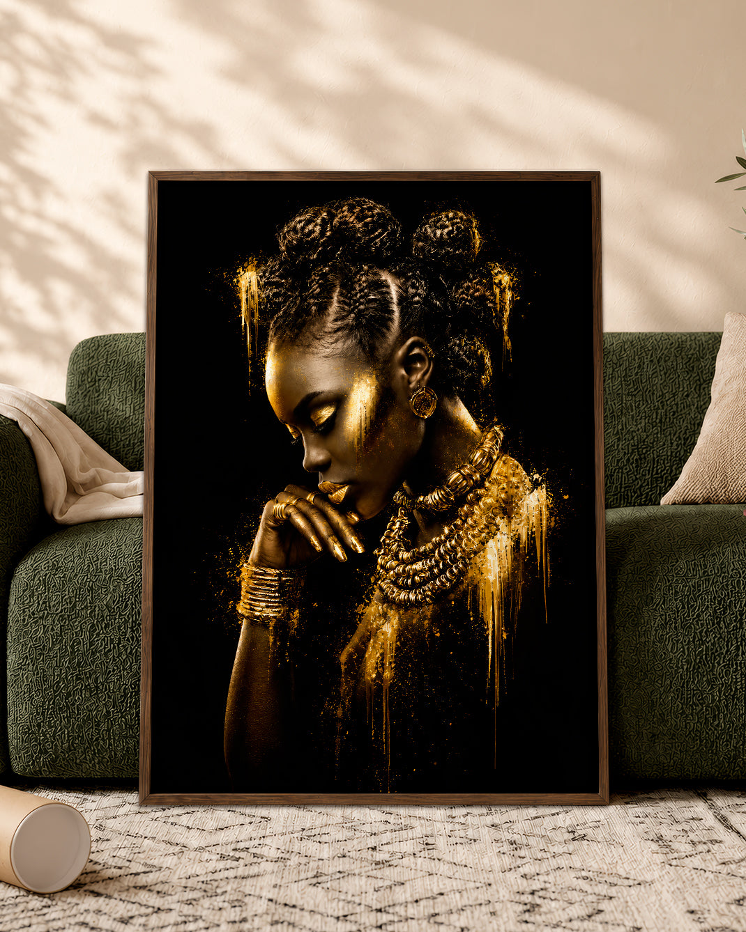 Black Queen Gold Canvas Wall Art - African American Woman Home Decor